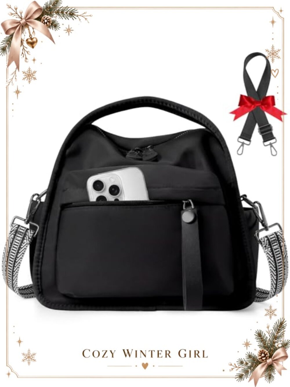 Nylon Crossbody Bag Lightweight Top Handle Shoulder Waterproof Satchel Hobo
